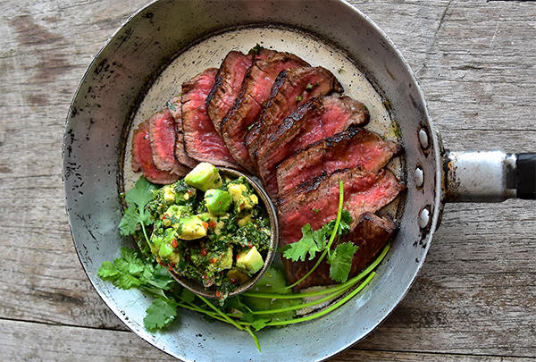 Steak with Avocado Chimichurri